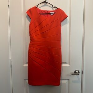 Jessica Simpson Vibrant Red Cap Sleeve Bodycon Midi Dress